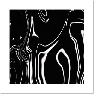 BLACK AND WHITE MARBLE ABSTRACT DESIGN Posters and Art